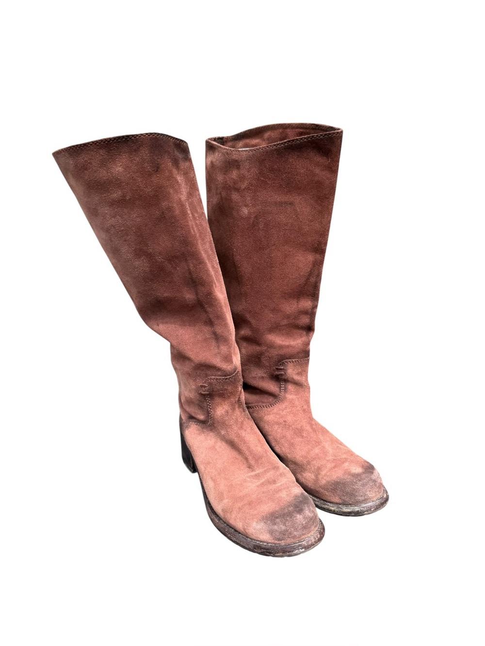 Frye Chocolate Brown Suede Elena Knee High Pull-On Boot Size 8 76556 READ